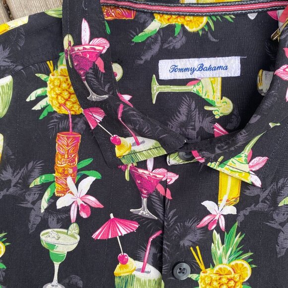 Tommy Bahama Bartenders Choice Regular-Fit Drink-print Silk Shirt XL - Picture 7 of 8